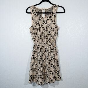 Blu Pepper Beige Lace Cotton Blend‎ A-Line Dress Size Small